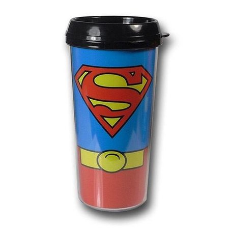SUPERMAN Superman mugsupcostplsttrvl Superman Costume Plastic Travel Mug mugsupcostplsttrvl